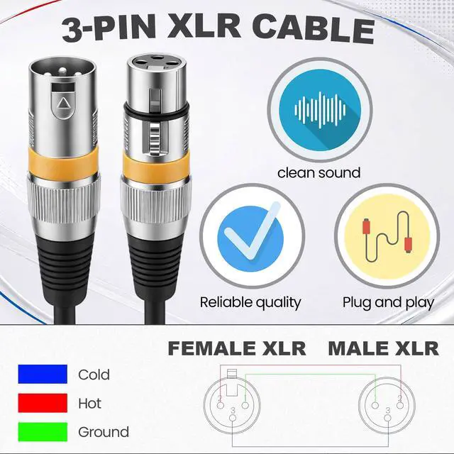 Alt view image 4 of 6 - 12 Pcs 25 Feet XLR Cable, 3-Pin XLR Male to Female Premium Balanced Microphone Cable, Stage Grade All Copper Conductors for Studio DJ Podcast Mixers Mics PA System(Multicolor)