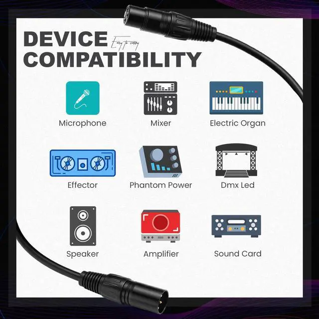 Alt view image 5 of 6 - 12 Pcs 25 Feet XLR Cable, 3-Pin XLR Male to Female Premium Balanced Microphone Cable, Stage Grade All Copper Conductors for Studio DJ Podcast Mixers Mics PA Systems, Black
