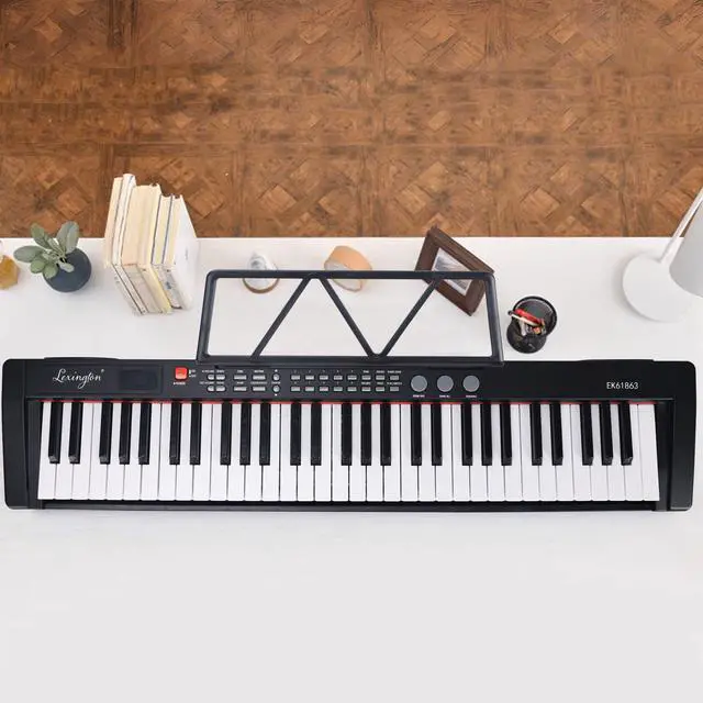 Alt view image 2 of 7 - 61 Key Keyboard Piano, Complete Electronic Piano Keyboard Set for Beginners Adults, Portable Music Keyboard with Lighted Keys, Teaching Modes, Stand, Case, Microphone (Black)