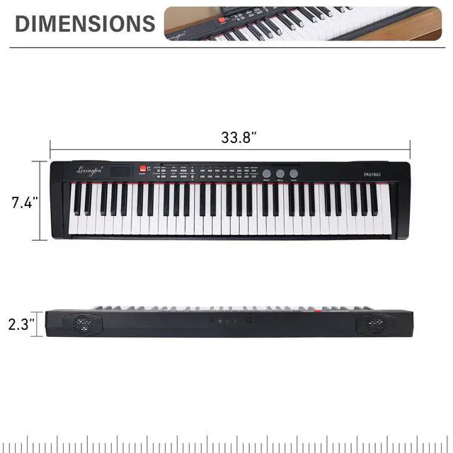 Alt view image 6 of 7 - 61 Key Keyboard Piano, Complete Electronic Piano Keyboard Set for Beginners Adults, Portable Music Keyboard with Lighted Keys, Teaching Modes, Stand, Case, Microphone (Black)