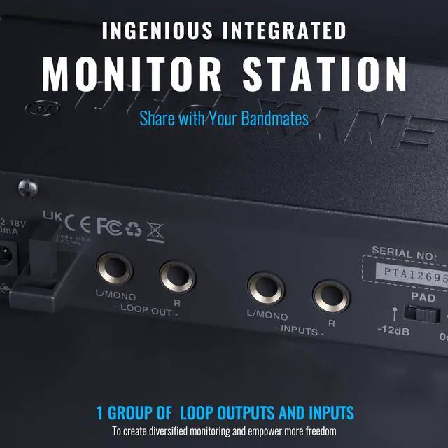 Alt view image 4 of 6 - UHF Mono Wireless in-Ear Monitor System, Metal Wireless IEM System, Bodypack Receiver, 50 Adjustable Frequencies, Separate Outputs, 164ft Operation, Suitable for Band and Studio (PTM-11)