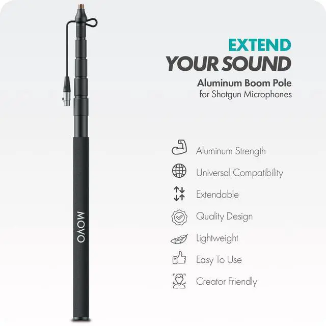 Alt view image 2 of 6 - CMP-17C Professional 9.8' Aluminum Boom Pole for Shotgun Microphones with Internal XLR Cable Compatible with Rode NTG Series, Sennheiser MKE600, Audio-Technica AT875R & More