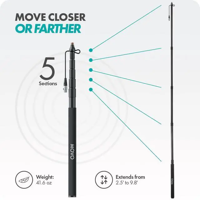 Alt view image 4 of 6 - CMP-17C Professional 9.8' Aluminum Boom Pole for Shotgun Microphones with Internal XLR Cable Compatible with Rode NTG Series, Sennheiser MKE600, Audio-Technica AT875R & More