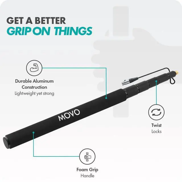 Alt view image 6 of 6 - CMP-17C Professional 9.8' Aluminum Boom Pole for Shotgun Microphones with Internal XLR Cable Compatible with Rode NTG Series, Sennheiser MKE600, Audio-Technica AT875R & More