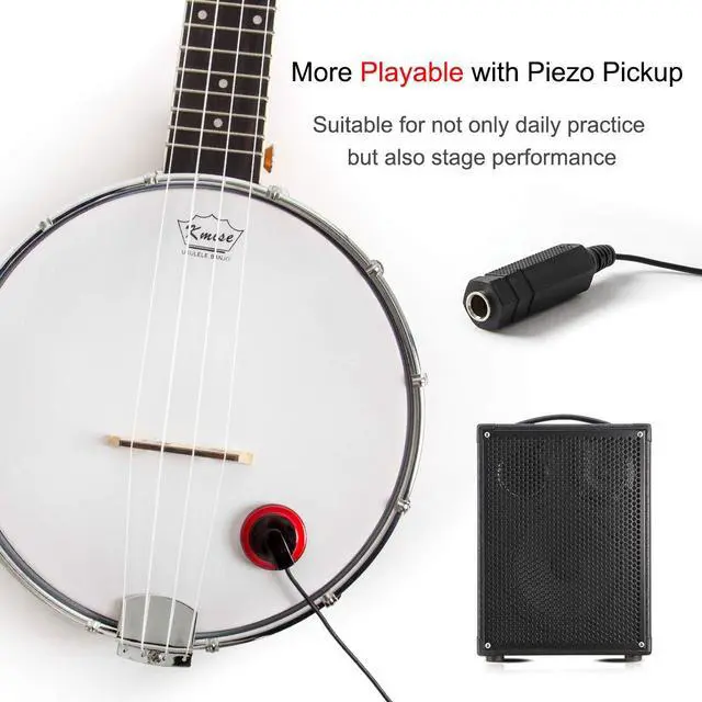 Alt view image 7 of 7 - Banjolele 4 String Banjo Ukulele 23 Inch Concert Size with Bag Tuner Strap Strings Pickup Picks Ruler Wrench Bridge