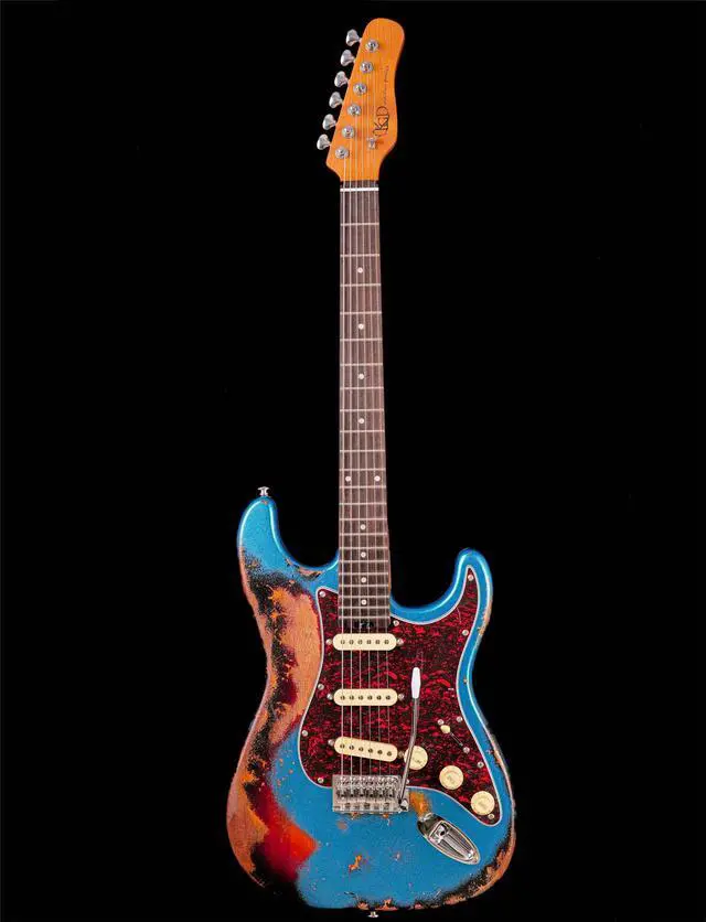 Main image of Relic Electric Guitar,Roasted Maple Neck and Rosewood fingerboard,Bone Nut,6-String Relic Guitar,Professional/Full Size/Electric Guitars for Adults (Lake Blue)