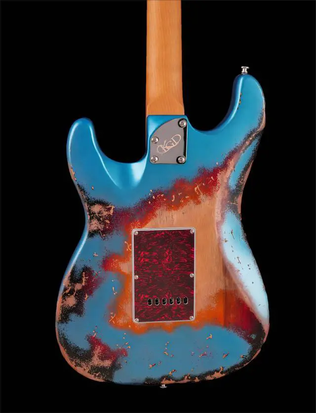 Alt view image 5 of 7 - Relic Electric Guitar,Roasted Maple Neck and Rosewood fingerboard,Bone Nut,6-String Relic Guitar,Professional/Full Size/Electric Guitars for Adults (Lake Blue)