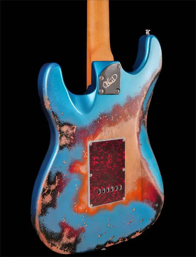 Alt view image 6 of 7 - Relic Electric Guitar,Roasted Maple Neck and Rosewood fingerboard,Bone Nut,6-String Relic Guitar,Professional/Full Size/Electric Guitars for Adults (Lake Blue)