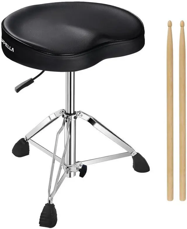 Main image of Saddle Drum Stool, Heavy Duty Hydraulic Drum Throne, Ergonomic Memory Foam Drum Seat, Adjustable Drum Chair Anti-Slip Base, Drum Saddle Bench for Drummers (Black)