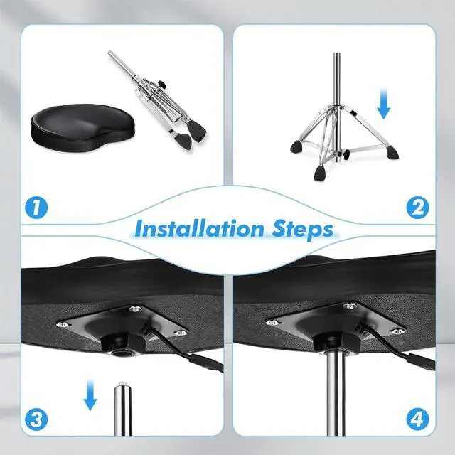 Alt view image 5 of 6 - Saddle Drum Stool, Heavy Duty Hydraulic Drum Throne, Ergonomic Memory Foam Drum Seat, Adjustable Drum Chair Anti-Slip Base, Drum Saddle Bench for Drummers (Black)