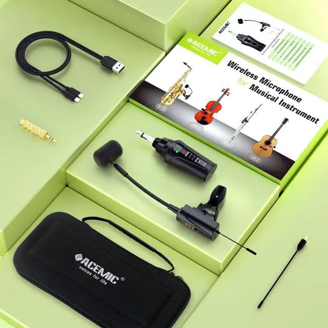 Alt view image 7 of 7 - UHF Wireless Saxophone Microphone System Wireless Transmitter and Receiver Clip-on Instrument Microphones & Systems Mic for Trumpet, Sax, Musician, Active PA Systems, ST-5