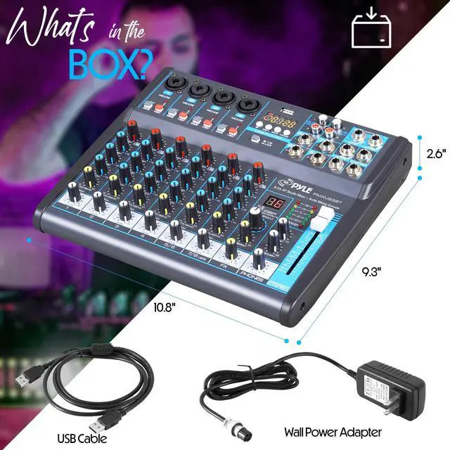 Alt view image 7 of 7 - 8 Channel Bluetooth Studio Mixer - USB Computer Recording, Built-In MP3 Player, 48V Phantom Power, 16-Bit DSP FX, 3-Band EQ, XLR Combo Inputs, DJ Sound Board - PMXU83BT.5