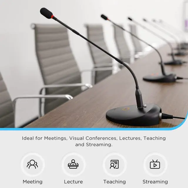 Alt view image 3 of 7 - 18" Gooseneck Condenser Microphone with Desktop Base, LED Indicator - Podium Microphone for Conference Meeting Video Live Streaming Lecture Speech Podcast (XLR Interface BY-GM18CB)