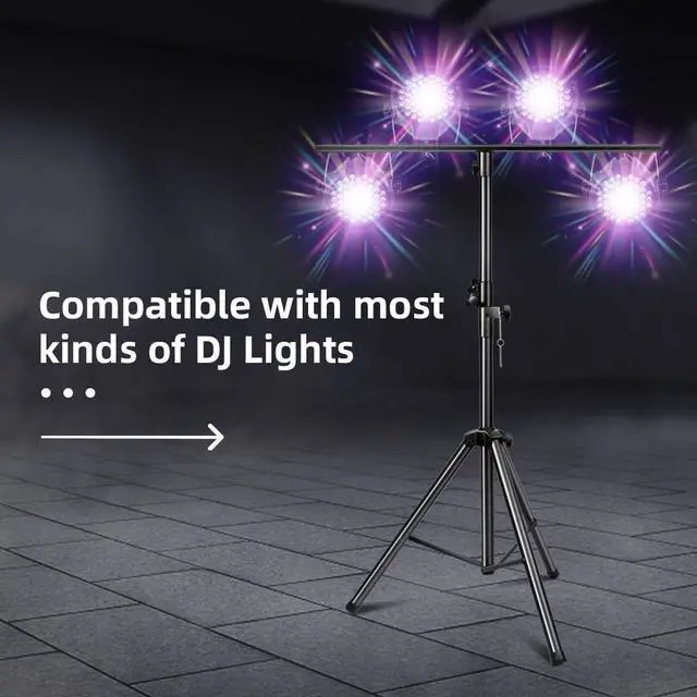 Alt view image 3 of 7 - DJ Lights Stand 41-95 Inch, Heavy Duty DJ Stand 1 Pack, Adjustable Height Par Can Tripod Stage Light Stand 8ft, DJ Lighting T Bar Suitable for Stages, Bar, Banquet, Party
