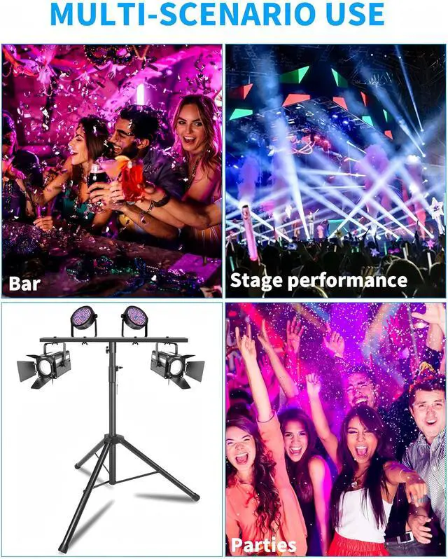 Alt view image 7 of 7 - DJ Lights Stand 41-95 Inch, Heavy Duty DJ Stand 1 Pack, Adjustable Height Par Can Tripod Stage Light Stand 8ft, DJ Lighting T Bar Suitable for Stages, Bar, Banquet, Party