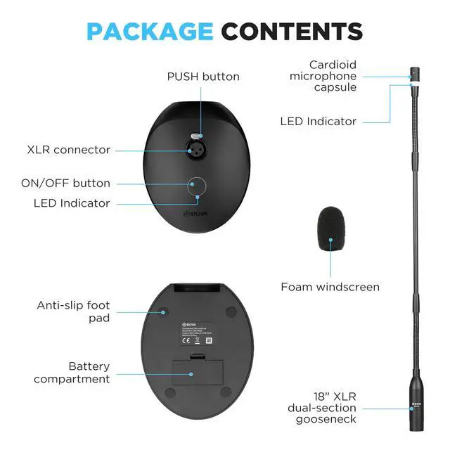 Alt view image 7 of 7 - 18" Gooseneck Condenser Microphone with Desktop Base, LED Indicator - Podium Microphone for Conference Meeting Video Live Streaming Lecture Speech Podcast (XLR Interface BY-GM18CB)