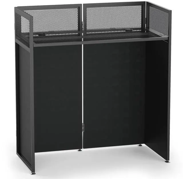 Main image of Portable DJ Booth, Metal Frame DJ Table, 40" x 20" Tabletop | Tool-Free Quick Assembly; Adjustable Support Feet; Cable Hole; Carry Bag; For Parties/ Events/Small Studios;Weighs 36.8lbs