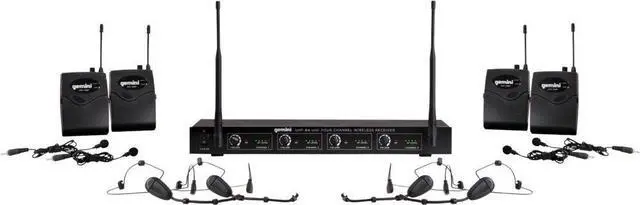 Main image of 4-Mic UHF Wireless Headset & Lavalier System, 150ft (UHF-04HL) | 4-mic UHF headset & lavalier system - 4 channels, 517-537 MHz - 150 ft range - volume rotary control