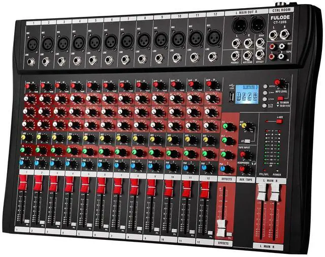 Main image of 12 Channel Mixer Audio Console, CT-120S Professional Music Mixer DJ Mixing Board with Reverb Bluetooth MP3 Player 48V Phantom Power Supply USB Recording for Studio Karaoke Live Performance