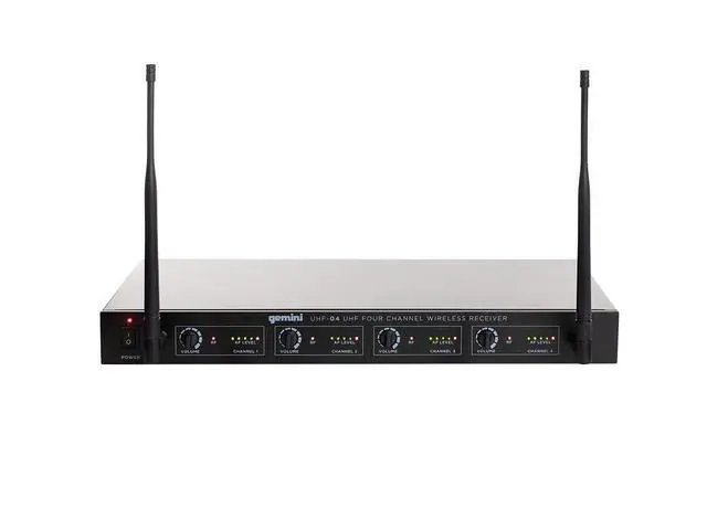 Alt view image 4 of 7 - 4-Mic UHF Wireless Handheld Microphone System (UHF-04M) | 4-mic UHF handheld system, 517-537 MHz - 150 ft range - compact receiver - for events & entertainment