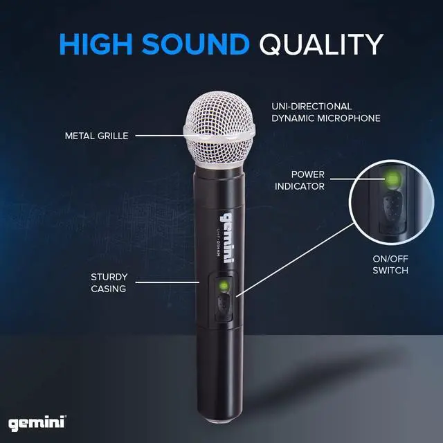 Alt view image 6 of 7 - 4-Mic UHF Wireless Handheld Microphone System (UHF-04M) | 4-mic UHF handheld system, 517-537 MHz - 150 ft range - compact receiver - for events & entertainment