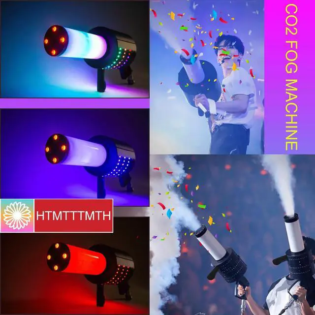 Alt view image 2 of 6 - Handheld CO2 Jet Confetti Machine LED CO2 Cannon Blaster Smoke Machine with RGB Lights Carbon Dioxide Gas Column Gun Stage Effect Equipment Tube 3m Hose for Nightclub Wedding Party DJ