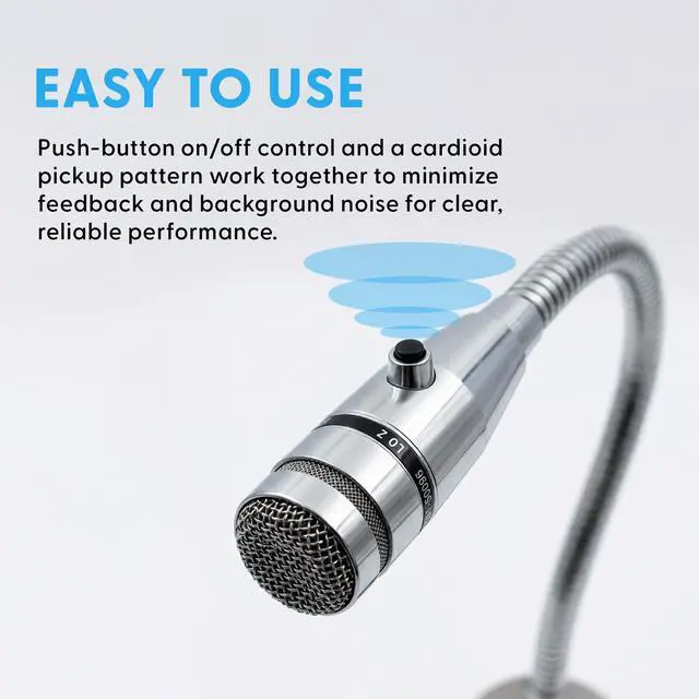 Alt view image 3 of 7 - Push-to-Talk Microphone RBX-515SBG-18X Compatible with Shure 515SBG-18X for use in Restaurants Grocery Store Drive Thru - 20" Gooseneck, Mount Attached and 6½ Cord