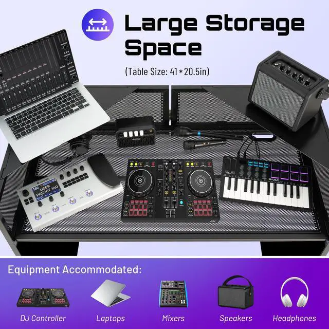 Alt view image 2 of 7 - DJ Booth Stand Portable DJ Table Facade Foldable Storage Bag 40"x20" | For laptop & controller, includes black & white scrims for lighting, carry bag, double top corners, easy setup & foldable