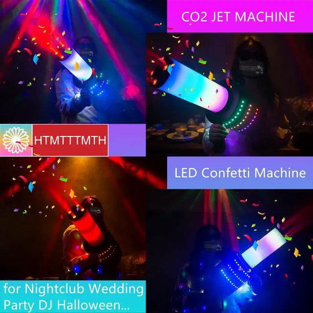 Alt view image 4 of 6 - Handheld CO2 Jet Confetti Machine LED CO2 Cannon Blaster Smoke Machine with RGB Lights Carbon Dioxide Gas Column Gun Stage Effect Equipment Tube 3m Hose for Nightclub Wedding Party DJ
