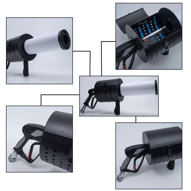 Alt view image 5 of 6 - Handheld CO2 Jet Confetti Machine LED CO2 Cannon Blaster Smoke Machine with RGB Lights Carbon Dioxide Gas Column Gun Stage Effect Equipment Tube 3m Hose for Nightclub Wedding Party DJ