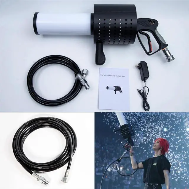 Alt view image 6 of 6 - Handheld CO2 Jet Confetti Machine LED CO2 Cannon Blaster Smoke Machine with RGB Lights Carbon Dioxide Gas Column Gun Stage Effect Equipment Tube 3m Hose for Nightclub Wedding Party DJ