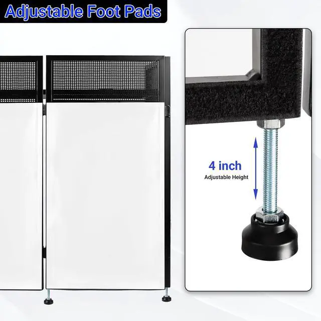 Alt view image 4 of 7 - DJ Booth Table Station 48"x24"x44",Larger DJ Facade Booth | Black & White Scrims, Detachable 48"x24" DJ Table, Carrying Bag, Foldable Metal Frame DJ Panel for Show, Party, Gathering