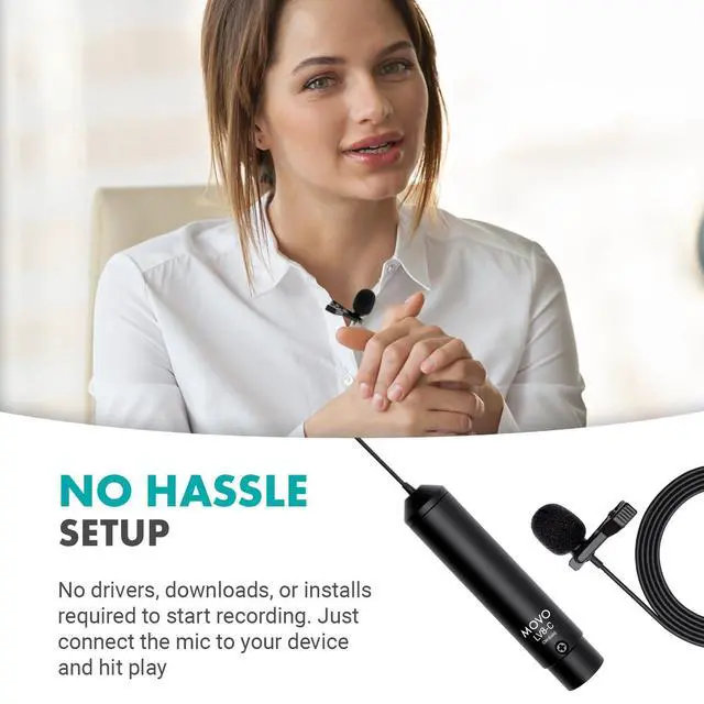 Alt view image 7 of 7 - LV8-C Broadcast-Quality XLR Lavalier Cardioid Condenser Wired Microphone with 12mm Mic Capsule for Accurate Voice Recording - Kit Includes Lapel Clip, Case and Windscreen
