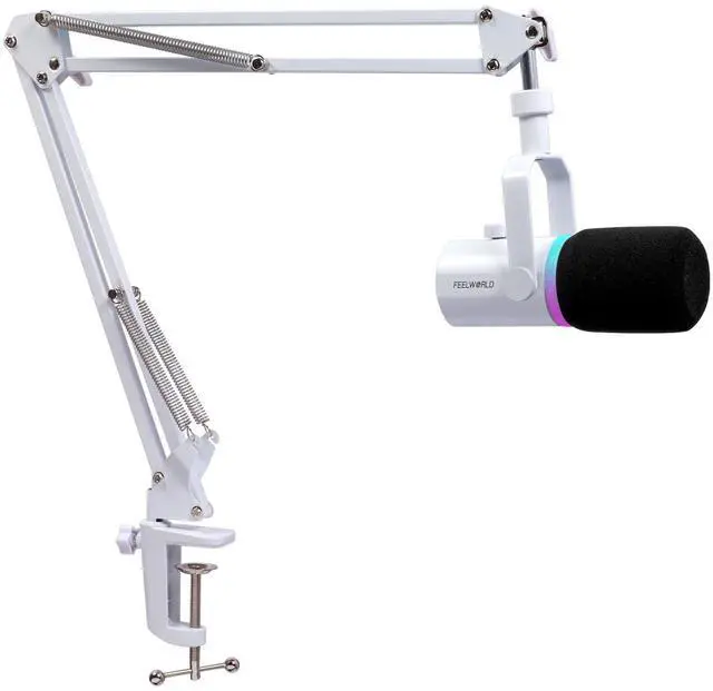 Main image of PM1 White XLR USB Metal Podcast Dynamic Microphone with Boom Arm | PC Computer Gaming Streaming Mic with RGB Light, Studio Vocal Mic for Singing Recording Gifts, Mute Button, Headphones Jack
