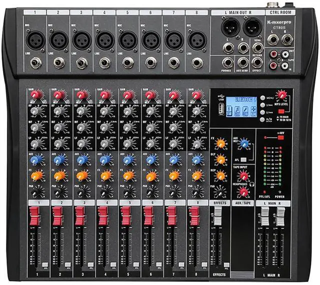 Main image of 8 Channel Professional Audio Mixer Console Sound Board with 48V Phantom Power,USB Audio Interface for Live Show,Streaming Recording Music Stage Karaoke