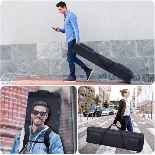 Alt view image 7 of 7 - 88 Key Keyboard Case With Wheels| Portable Padded 88 Piano Case |53" x14"x7"| Rolling Keyboard Gig Bag with Handles & Adjustable Shoulder Straps| Sturdy 88 Key Keyboard Bag With 3 Pockets