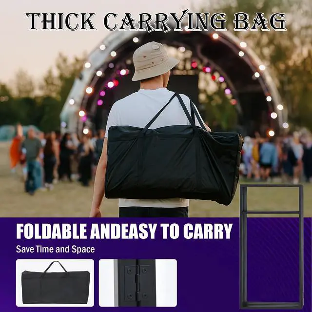 Alt view image 6 of 7 - Portable DJ Booth Facade,DJ Table,Heavy-Duty DJ Table Stand Portable Booth,Iron Plate Surface DJ Facade Booth,with Carry Bag & Hook & Cup Holder (41.3"L x 20.4"W x 43.3"H)