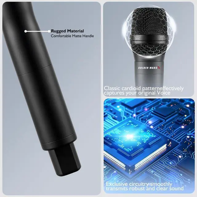 Alt view image 5 of 7 - Wireless Microphone System with 4 Channel Wireless Mics | Professional Handheld Dynamic Microphones, IR Auto Scan, 4x50 UHF Frequencies, 328ft Range, Mics for Singing, Church, Karaoke