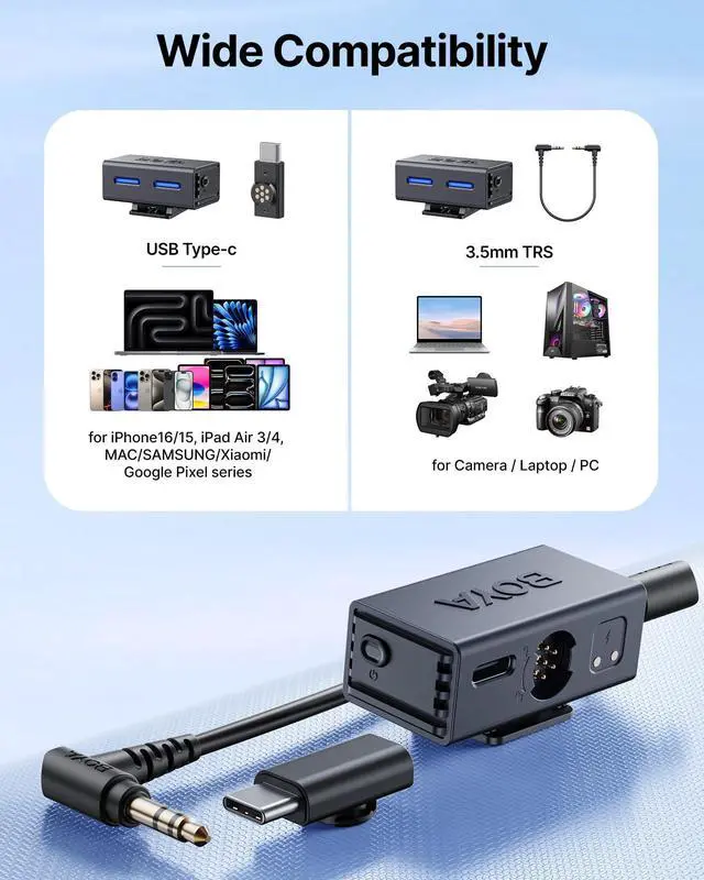 Alt view image 5 of 7 - LINK 3 Wireless Lavalier Mini Microphones for iPhone 15-16/Android/PC/Camera,AI Noise Cancellation,48kHz/24Bit Studio Sound,APP Control,984ft 30h Battery with Charging Case for Vlog Interview