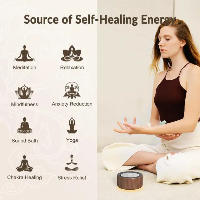 Alt view image 4 of 7 - Tibetan Meditation Singing Bowl Machine - 7 Singing Bowls Sounds, Crystal Healing, Chakra Healing, Mindfulness and Stress Relief Timer and Memory Features for Women/Men