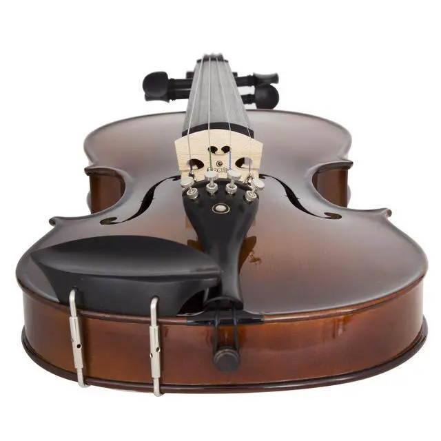 Alt view image 3 of 7 - 4/4 Full Size Violin, Hand-Carved Solid Maple & Spruce with Ebony Fittings, Includes Case, Bows, Rosin - Ideal for Practice, Performances