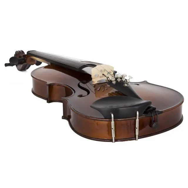 Alt view image 5 of 7 - 4/4 Full Size Violin, Hand-Carved Solid Maple & Spruce with Ebony Fittings, Includes Case, Bows, Rosin - Ideal for Practice, Performances