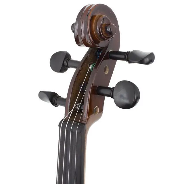 Alt view image 6 of 7 - 4/4 Full Size Violin, Hand-Carved Solid Maple & Spruce with Ebony Fittings, Includes Case, Bows, Rosin - Ideal for Practice, Performances