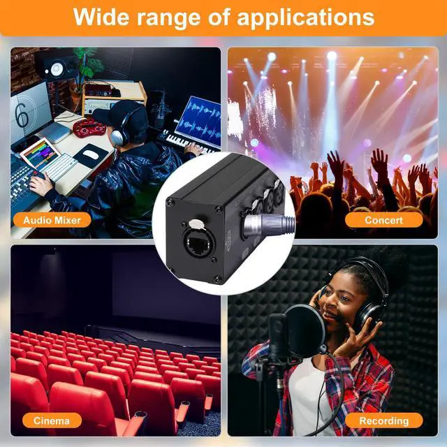Alt view image 2 of 7 - 4 Pack 4 Channel 3 Pin Multi Network XLR Cable Breakout 3 Pin XLR Male and Female Over RJ45 Ethercon Cable Multi Extender for Stage Lighting and Home Recording Studio Compatible