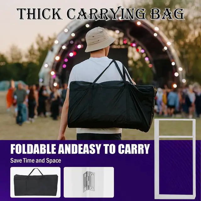 Alt view image 6 of 7 - Portable DJ Booth Facade,DJ Table,Heavy-Duty DJ Table Stand Portable Booth,Iron Plate Surface DJ Facade Booth,with Carry Bag & Hook & Cup Holder (41.3"L x 20.4"W x 43.3"H)