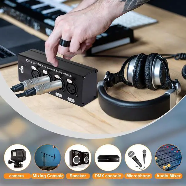 Alt view image 6 of 7 - 4 Pack 4 Channel 3 Pin Multi Network XLR Cable Breakout 3 Pin XLR Male and Female Over RJ45 Ethercon Cable Multi Extender for Stage Lighting and Home Recording Studio Compatible