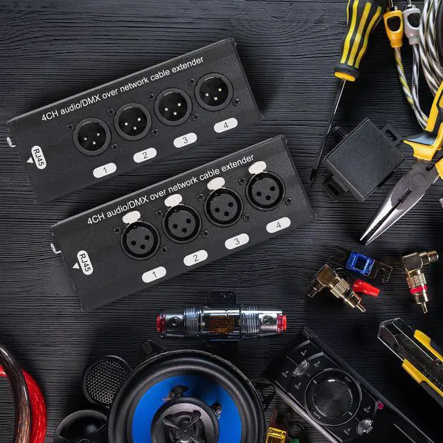 Alt view image 4 of 7 - 4 Pack 4 Channel 3 Pin Multi Network XLR Cable Breakout 3 Pin XLR Male and Female Over RJ45 Ethercon Cable Multi Extender for Stage Lighting and Home Recording Studio Compatible