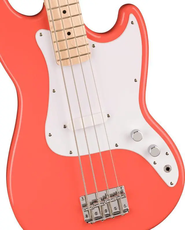 Alt view image 3 of 7 - Squier Squier Sonic Bronco Bass, Tahitian Coral, Maple Fingerboard