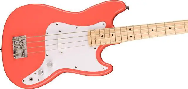 Alt view image 5 of 7 - Squier Squier Sonic Bronco Bass, Tahitian Coral, Maple Fingerboard