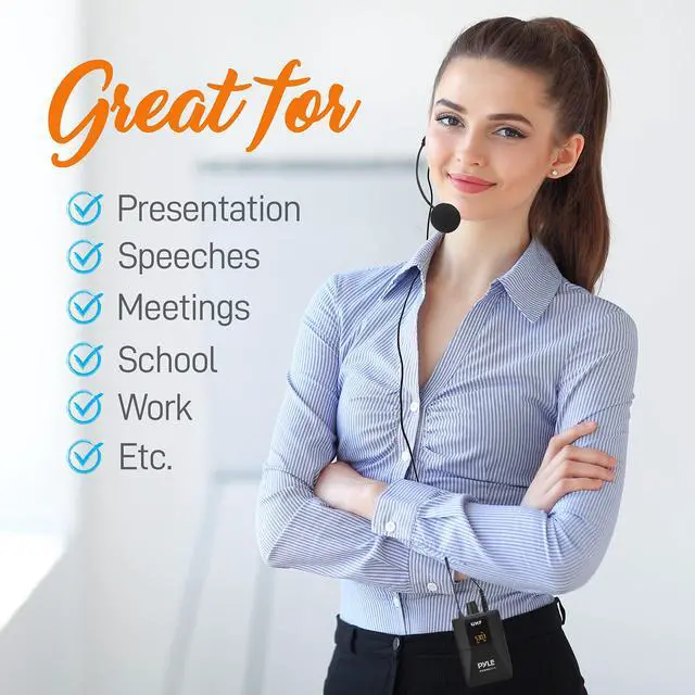 Alt view image 6 of 7 - UHF Wireless Microphone System Kit - Portable Professional Cordless Microphone Set Wireless Mic - Headset, Lavalier, Beltpack Transmitter, Receiver - Karaoke, Conference PDWMU114, Black